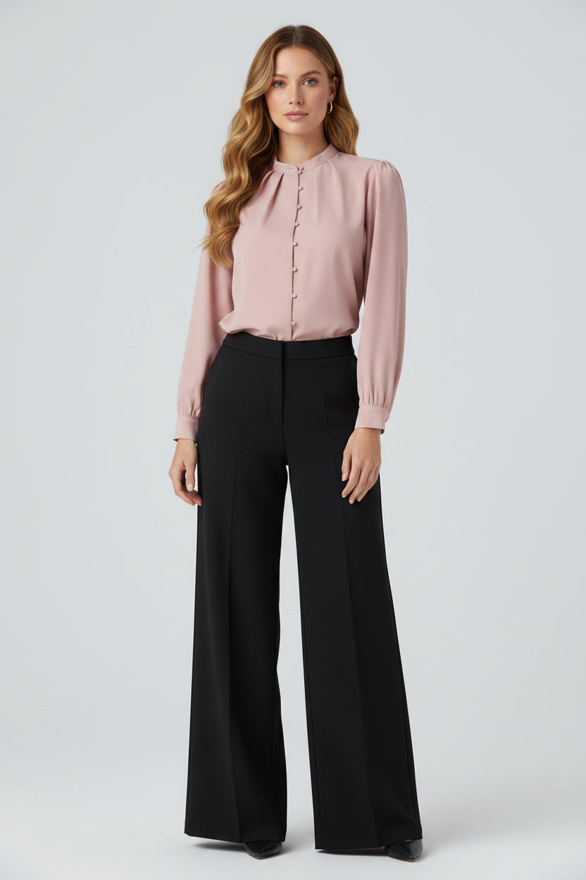 Women’s Long Sleeve High Neck Blouse – Modern Casual & Workwear Fashion Top
