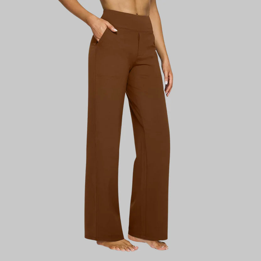 Women's Sleek High-Rise Stretch Pants – Tailored Elegant Workwear Straight Trousers