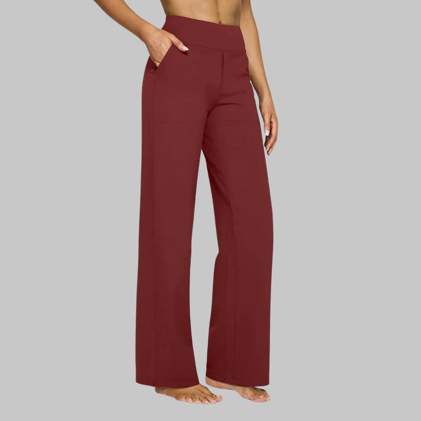 Women's Sleek High-Rise Stretch Pants – Tailored Elegant Workwear Straight Trousers