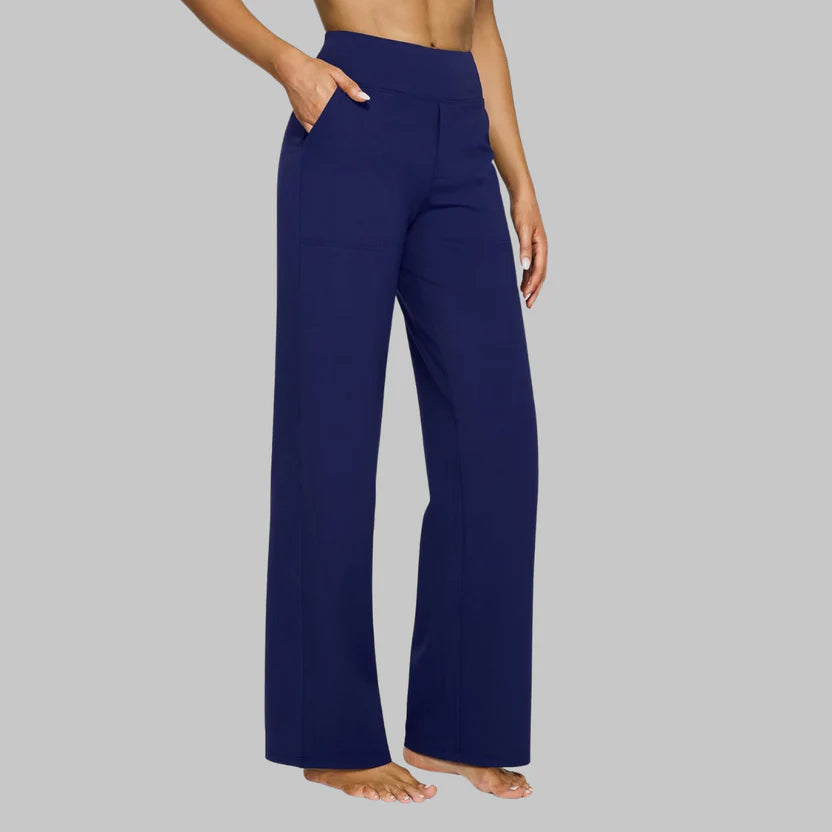Women's Sleek High-Rise Stretch Pants – Tailored Elegant Workwear Straight Trousers