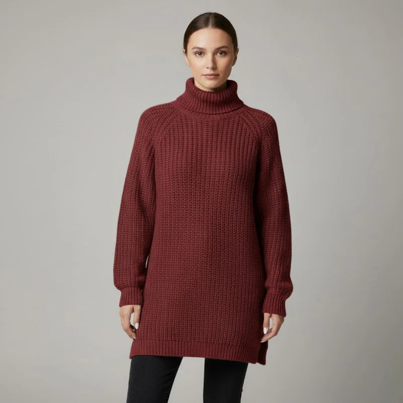 Women’s Oversized High-Neck Knit Sweater – Cozy Warm Relaxed Fit Pullover