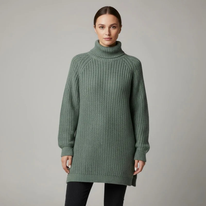 Women’s Oversized High-Neck Knit Sweater – Cozy Warm Relaxed Fit Pullover
