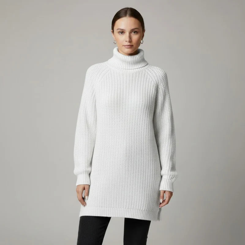 Women’s Oversized High-Neck Knit Sweater – Cozy Warm Relaxed Fit Pullover