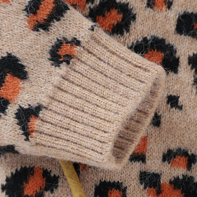 Trendy Baby Girl Leopard Print Cardigan – Cozy & Stylish Knit Sweater