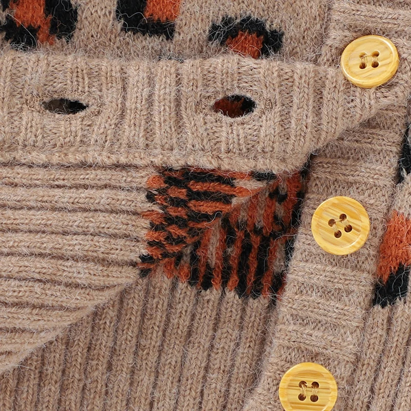 Trendy Baby Girl Leopard Print Cardigan – Cozy & Stylish Knit Sweater
