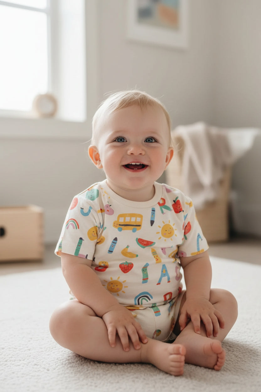 Kids Oversized Alphabet Graphic T-Shirt – Soft Cotton Casual Relaxed Fit Tee