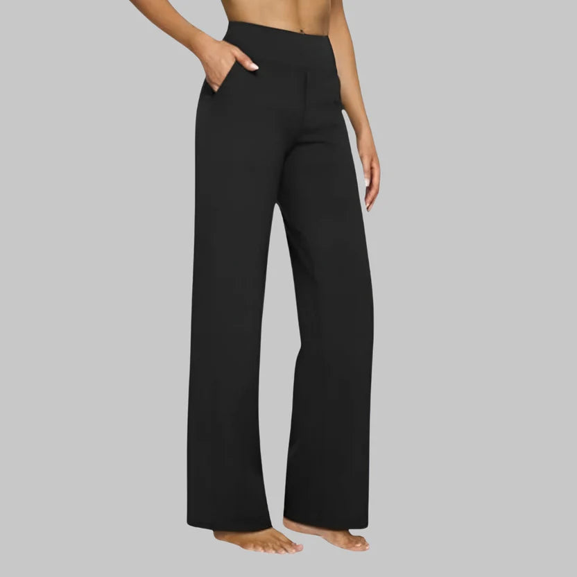 Women's Sleek High-Rise Stretch Pants – Tailored Elegant Workwear Straight Trousers