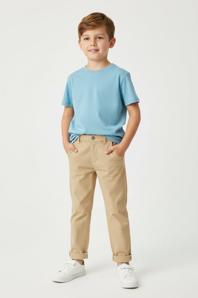 Kids Relaxed Fit Cotton Jeans – Soft Everyday Adventure Pants with Elastic Waist