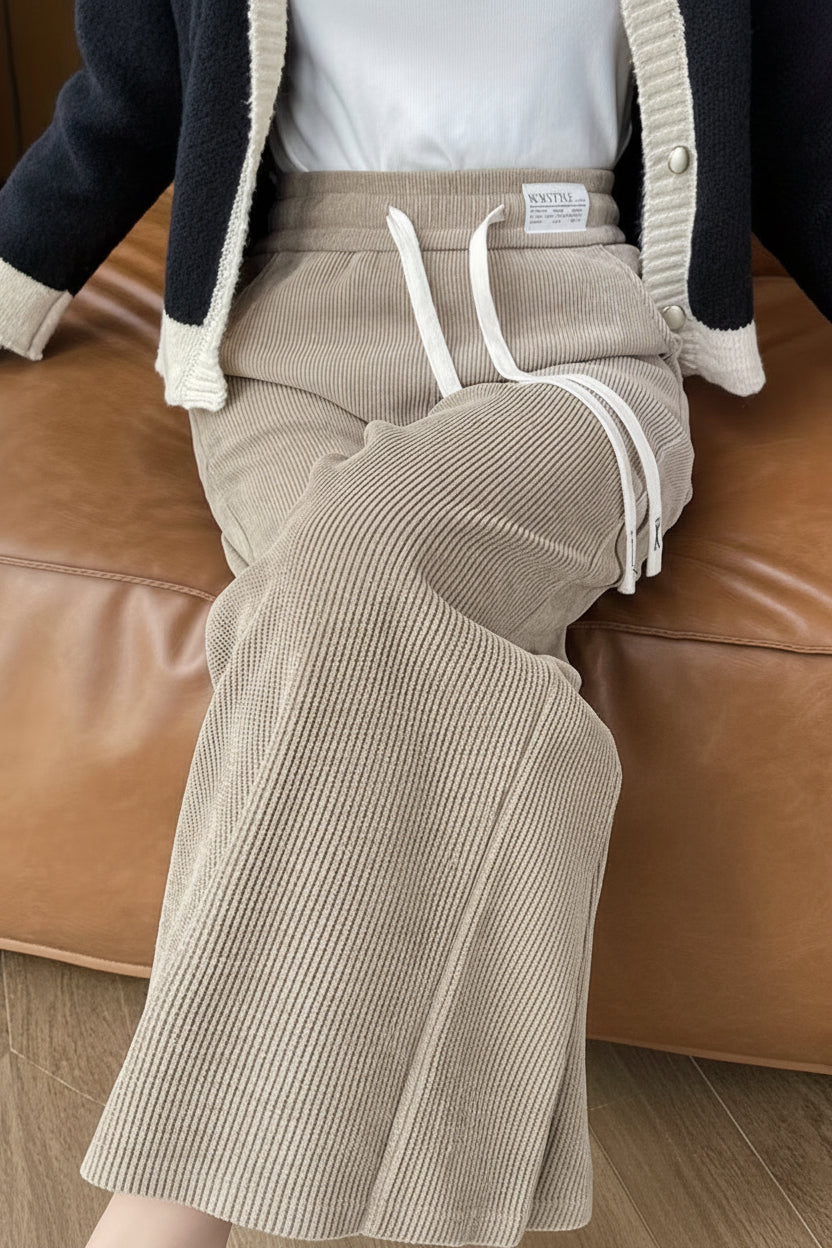 Josefin | Drawstring Fleece-Lined Wide-Leg Lounge Pants – Cozy Fall and Winter Comfort Apparel