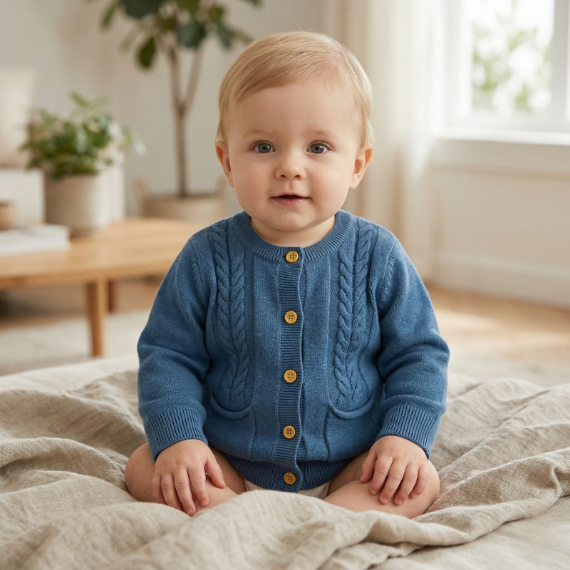 Cozy Baby Cotton Cardigan – Soft Knit Sweater for Newborns & Toddlers