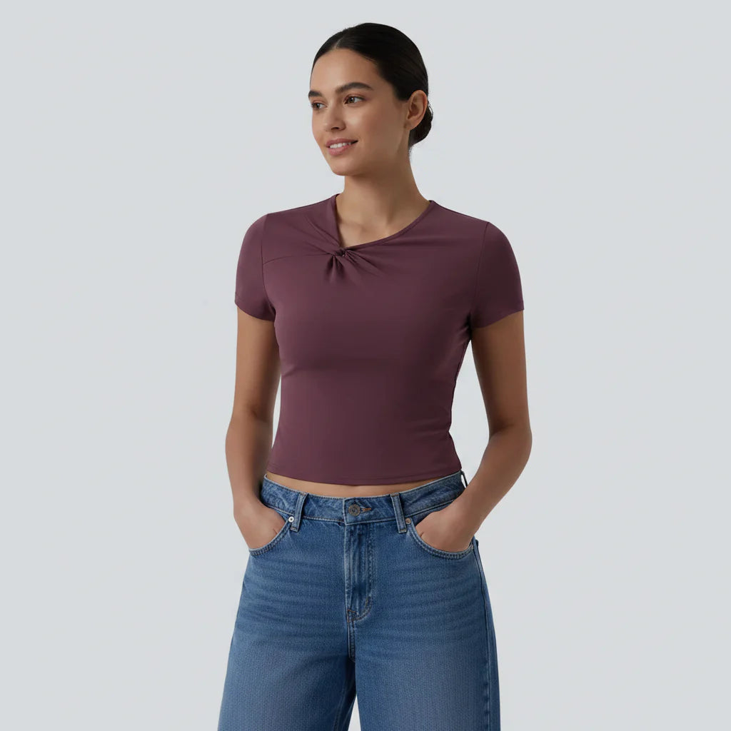 Women's Twist Front Quick-Dry Tee – Durable Lightweight Everyday Essential
