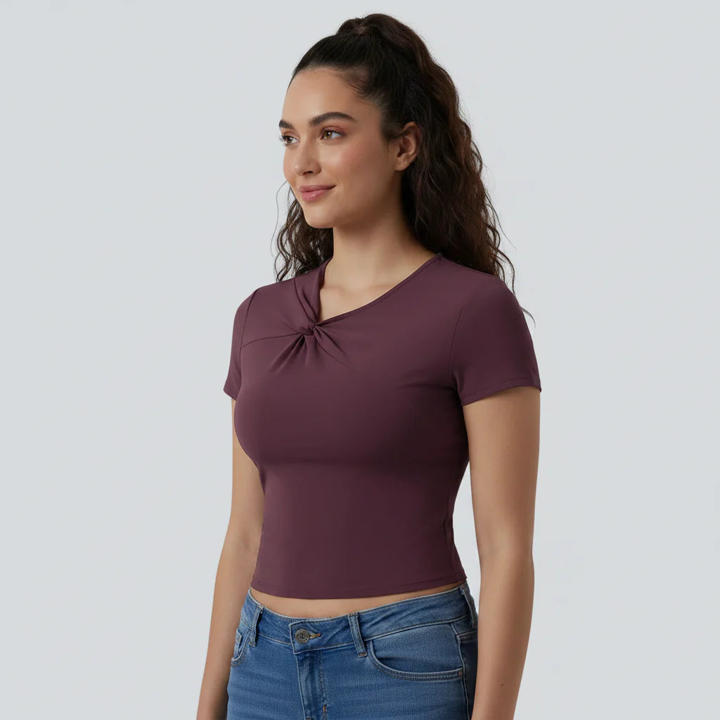 Women's Twist Front Quick-Dry Tee – Durable Lightweight Everyday Essential
