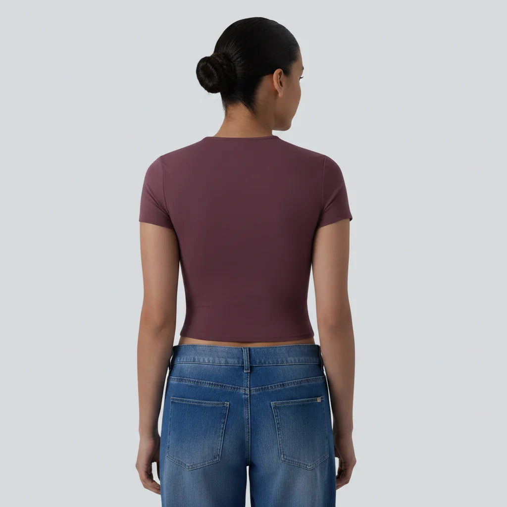 Women's Twist Front Quick-Dry Tee – Durable Lightweight Everyday Essential