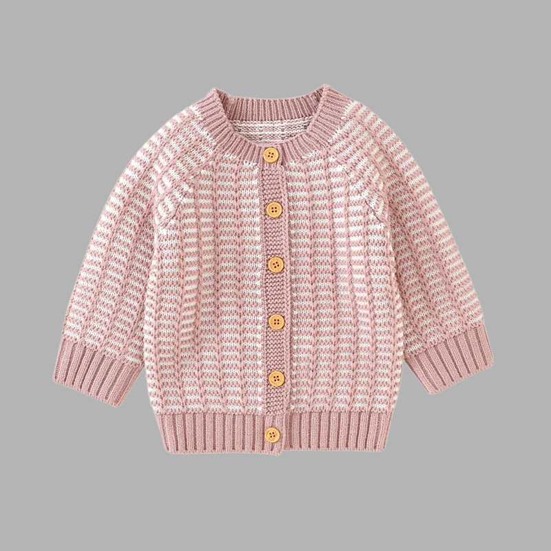 Handcrafted Newborn Knit Sweater – Cozy Striped Pattern Baby Pullover
