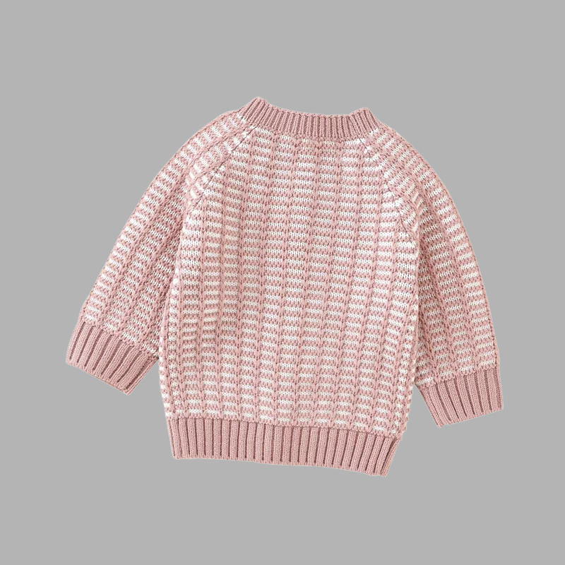 Handcrafted Newborn Knit Sweater – Cozy Striped Pattern Baby Pullover