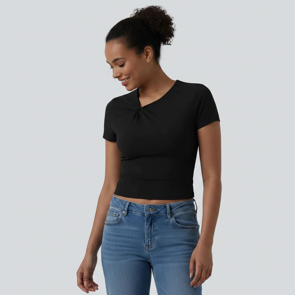 Women's Twist Front Quick-Dry Tee – Durable Lightweight Everyday Essential