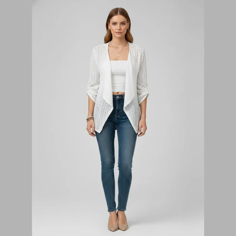 Women’s Boho Crochet Knit Cardigan – Lightweight Open Front Cozy Layering Sweater, Casual Chic Everyday Wear Outerwear