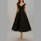 Claire | Modern Party Midi Dress – V-Neck Draped Silhouette Dress