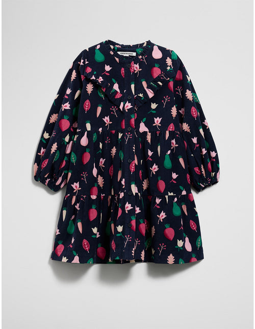 Charming Fruit Print Long Sleeve A-Line Dress
