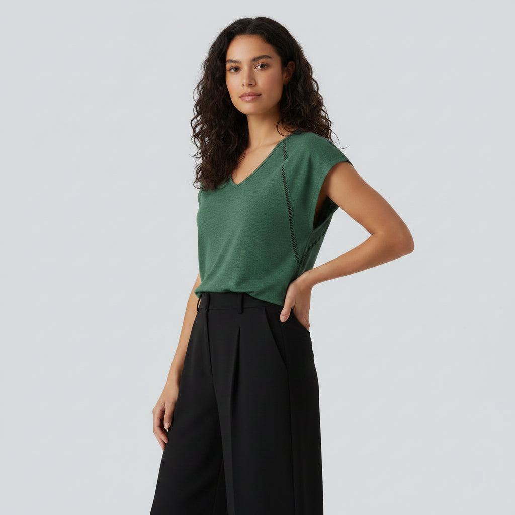 Women's Loose Fit Batwing Sleeve Tee – Breathable Heather V-Neck Casual Comfort Shirt