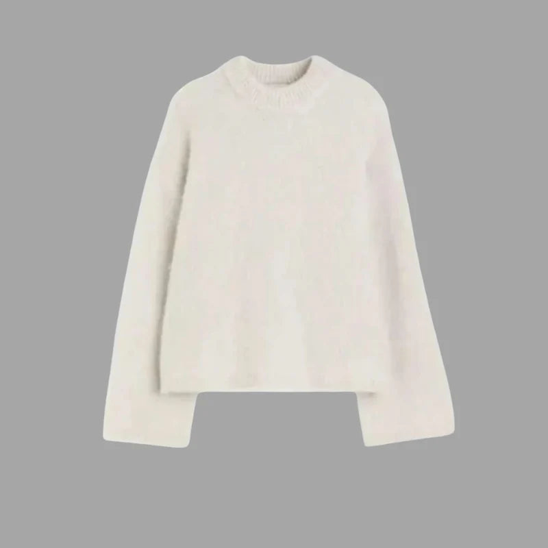 Women’s Soft-Touch Sweater – Relaxed Crew Neck Mohair Blend Pullover