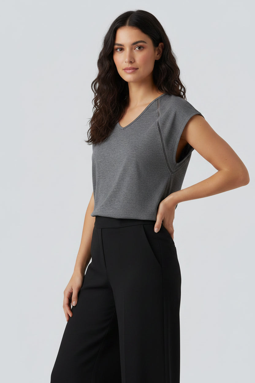 Women's Loose Fit Batwing Sleeve Tee – Breathable Heather V-Neck Casual Comfort Shirt