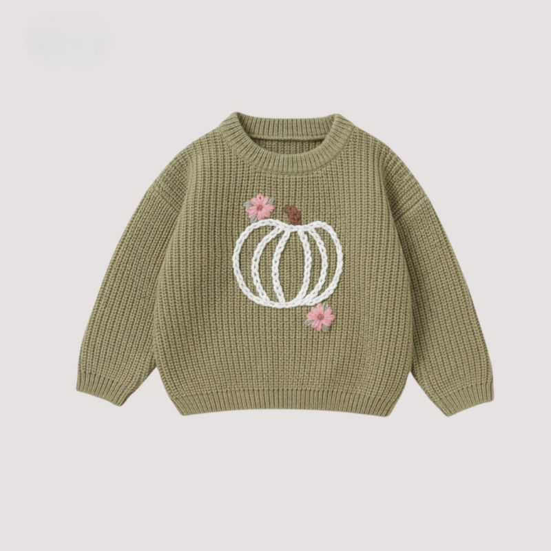 Custom Baby Sweater - Chunky Knit Sweater with Personalized Embroidery Design