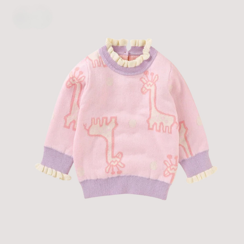 Soft knitted giraffe sweater - warm and playful baby sweater