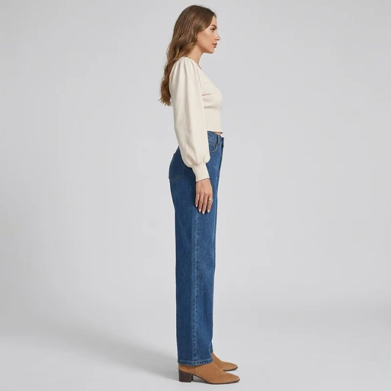 Women’s High-Waist Straight-Leg Jeans – Slim Fit Denim Pants for Casual & Office Wear