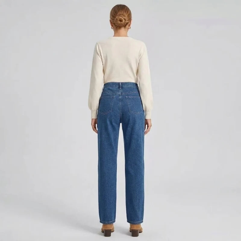 Women’s High-Waist Straight-Leg Jeans – Slim Fit Denim Pants for Casual & Office Wear