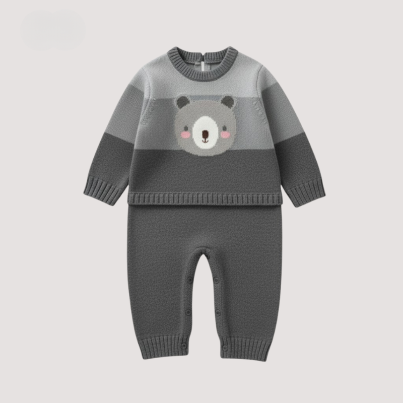 Cozy Baby Bear Jumpsuit – Warm fleece romper for comfort in autumn and winter