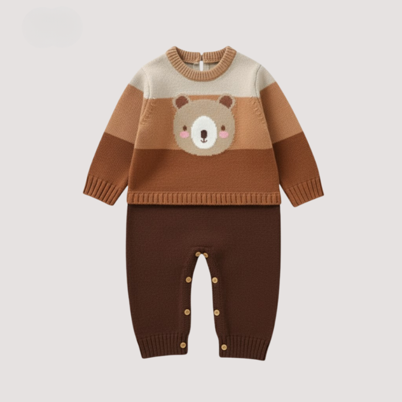 Cozy Baby Bear Jumpsuit – Warm fleece romper for comfort in autumn and winter