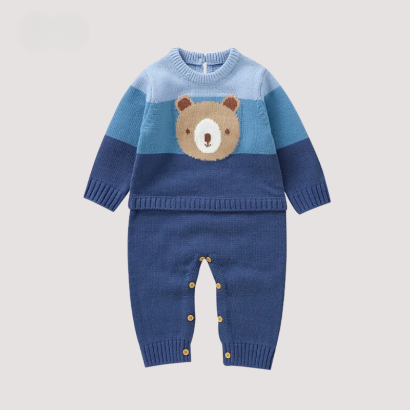 Cozy Baby Bear Jumpsuit – Warm fleece romper for comfort in autumn and winter
