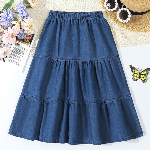 Girls Trendy Denim Skirt – Stylish Casual Jean Mini Skirt for Everyday Wear, Cute Fashion Outfit