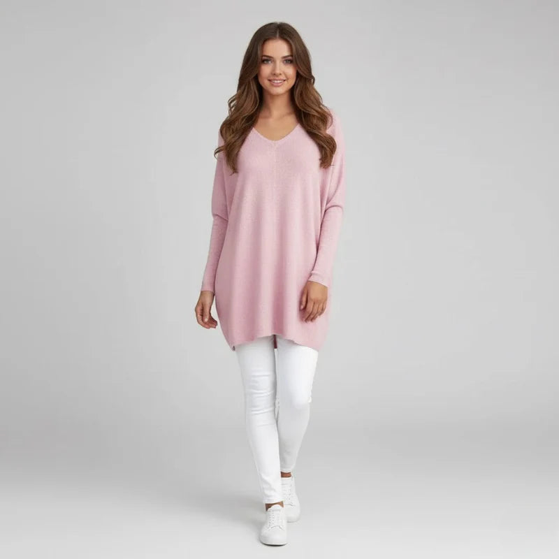 Women’s Loose Knit Jumper – Chic V-Neck Oversized Cozy Pullover for Daily Wear