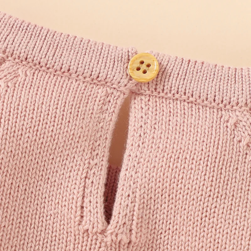 Cozy cotton sweater for baby girls - pleated sleeves with rabbit motif