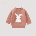 Baby warm knitted top - sweet bunny motif sweater for little ones