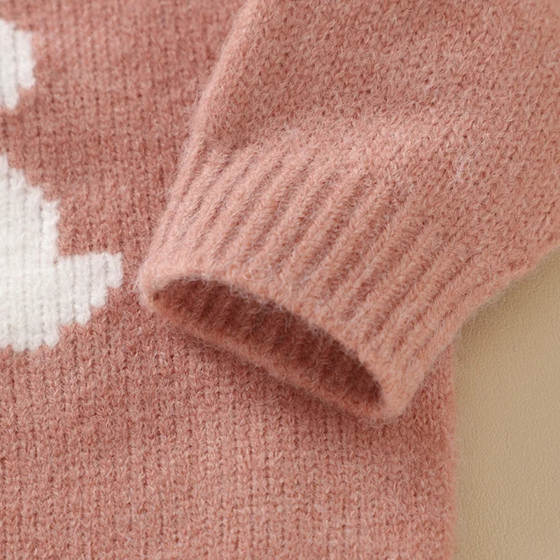 Baby warm knitted top - sweet bunny motif sweater for little ones