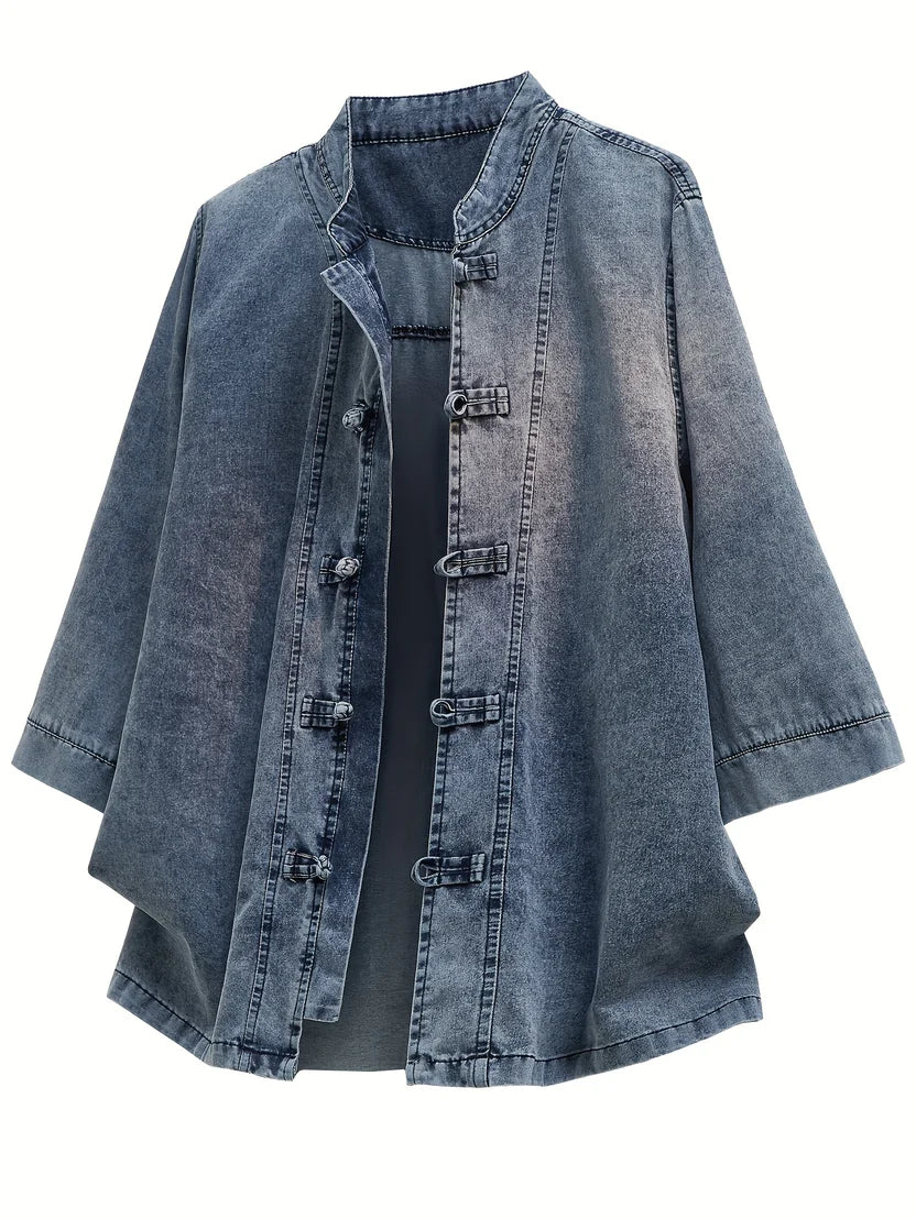 Women’s Oversized Denim Jacket – Relaxed Fit Button-Up Streetwear Coat