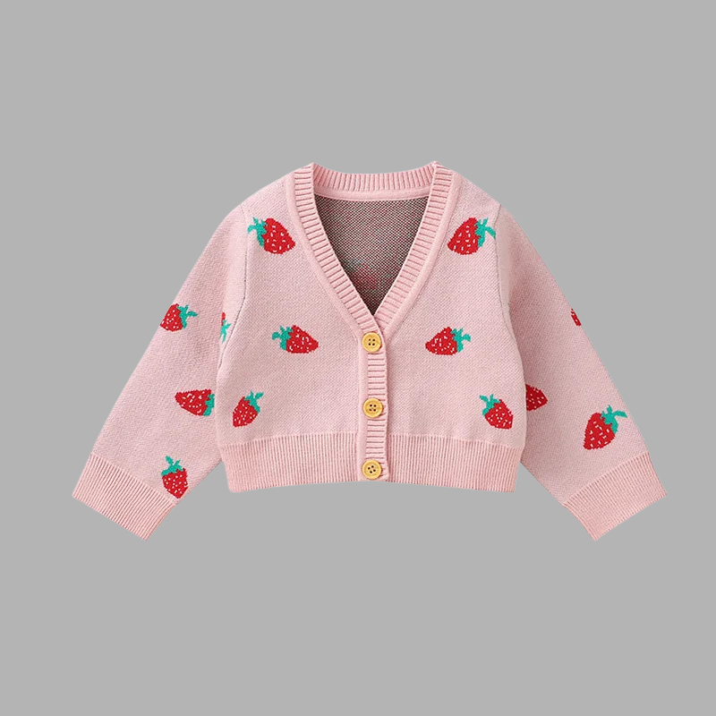Kids’ Strawberry Knit Cardigan – Adorable Cozy Sweater for Everyday Play