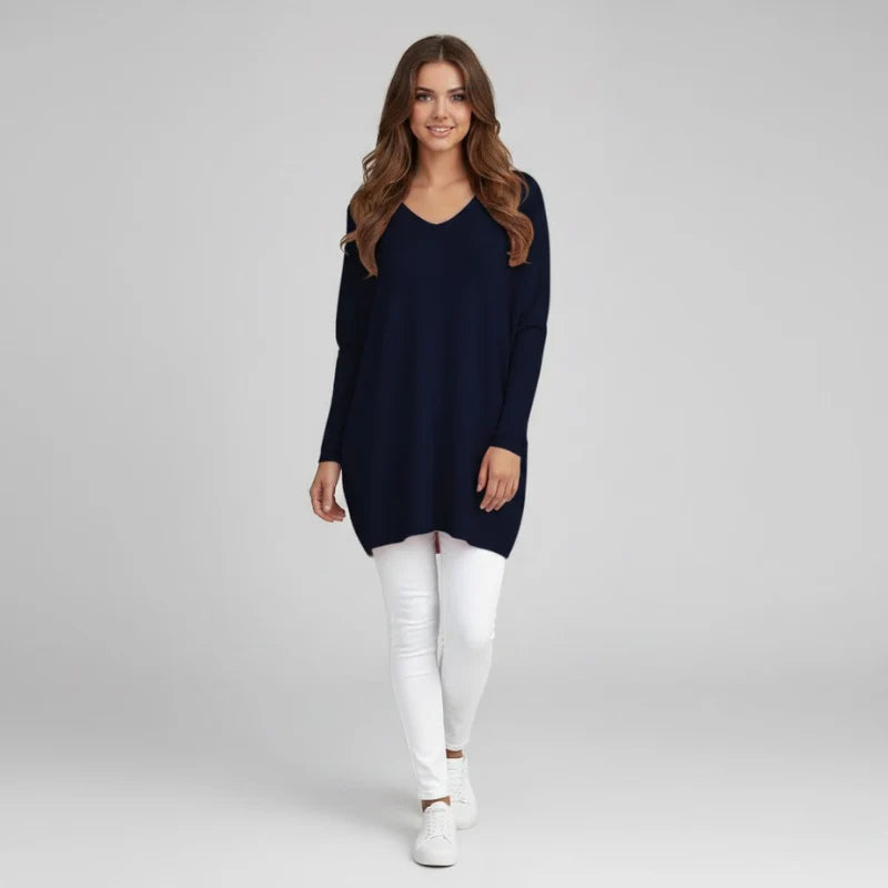 Women’s Loose Knit Jumper – Chic V-Neck Oversized Cozy Pullover for Daily Wear