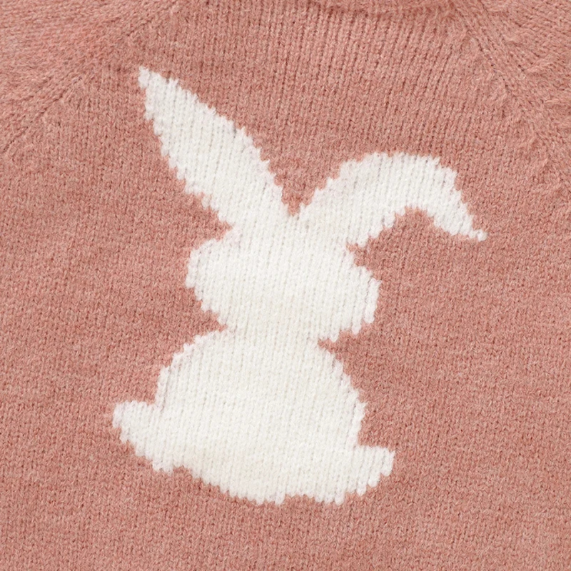 Baby warm knitted top - sweet bunny motif sweater for little ones