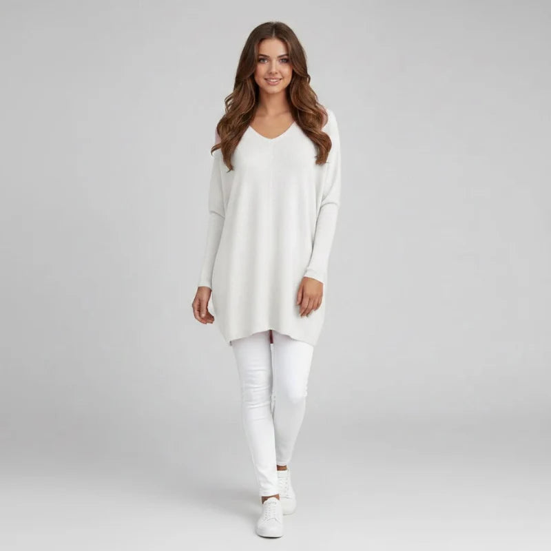Women’s Loose Knit Jumper – Chic V-Neck Oversized Cozy Pullover for Daily Wear