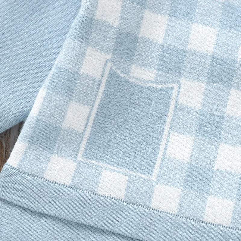 Baby’s Premium Knitted Tartan Bodysuit – Cozy Newborn Jumpsuit