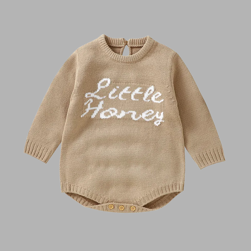 Baby’s Hand-Knit Embroidered Romper – Soft & Cozy Newborn Jumpsuit