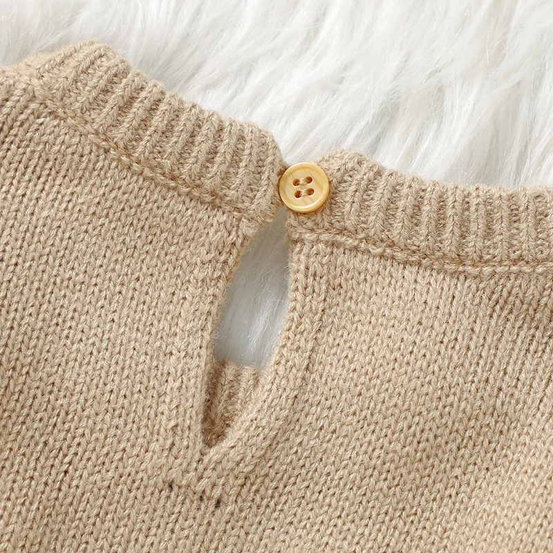 Baby’s Hand-Knit Embroidered Romper – Soft & Cozy Newborn Jumpsuit
