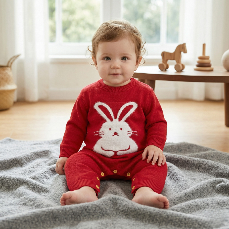Cozy Infant Winter Sweater Overalls – Warm Knitted Outfit for Baby Boys & Girls