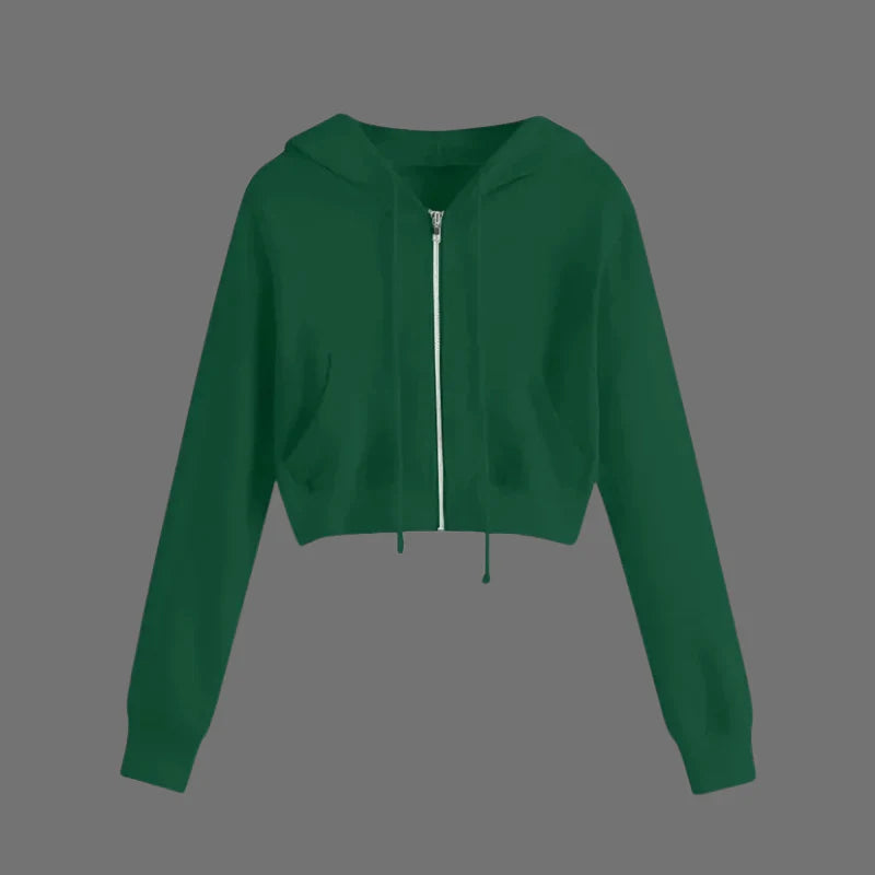 Women’s Trendy Cropped Hoodie – Cozy Streetwear Pullover for Chic Cold-Weather Looks