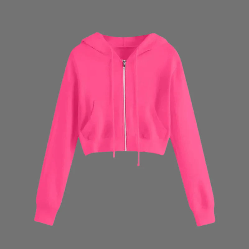 Women’s Trendy Cropped Hoodie – Cozy Streetwear Pullover for Chic Cold-Weather Looks
