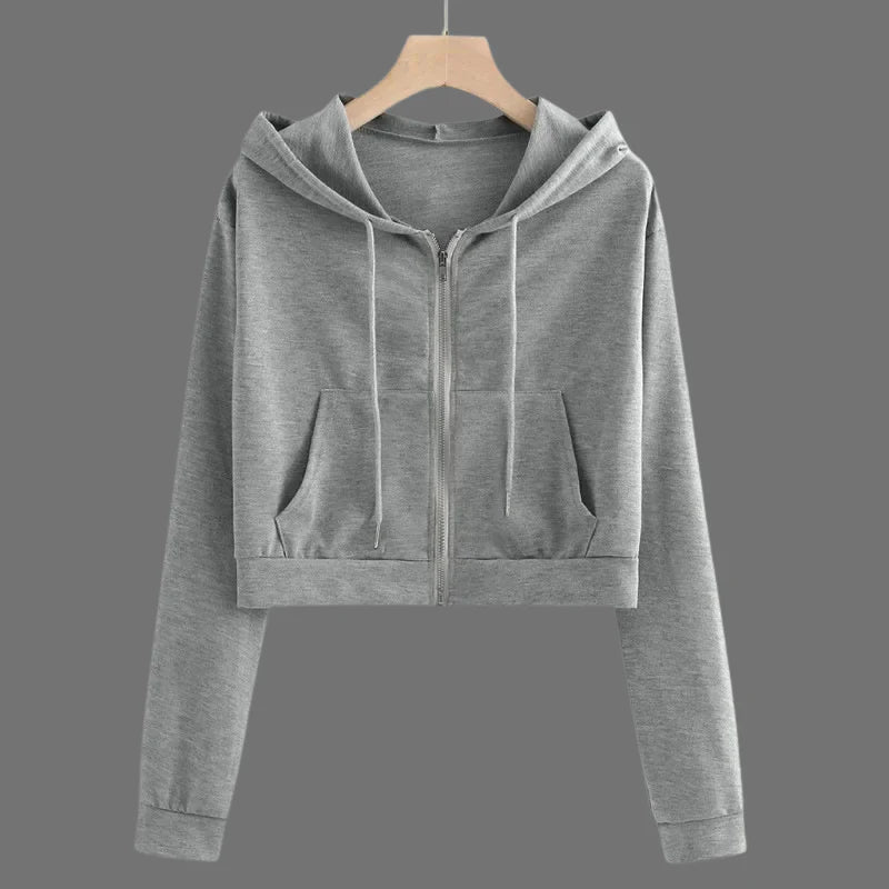 Women’s Trendy Cropped Hoodie – Cozy Streetwear Pullover for Chic Cold-Weather Looks